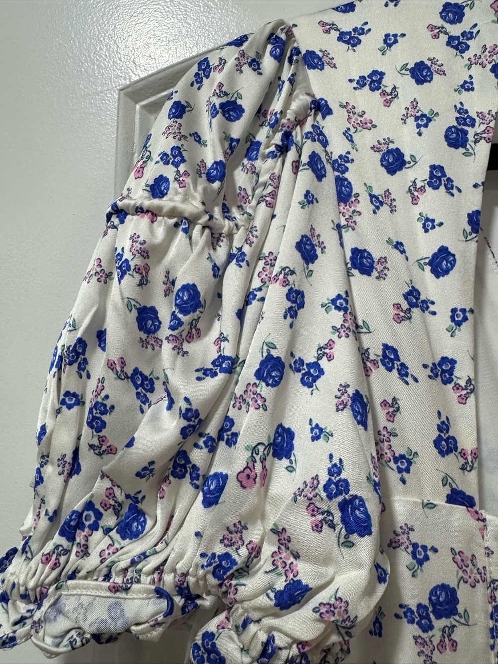 For Love & Lemons Paulina Corset White Mini Dress with Blue Floral Print - M - Picture 13 of 13